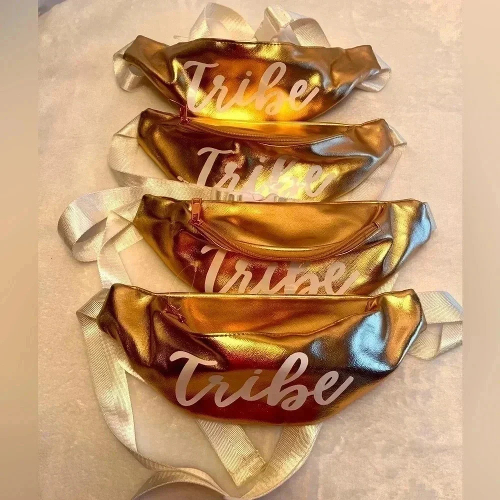 Bride Tribe Bachelorette Party Waist Fanny Pack Belt Bag Rose Gold Lot of 4